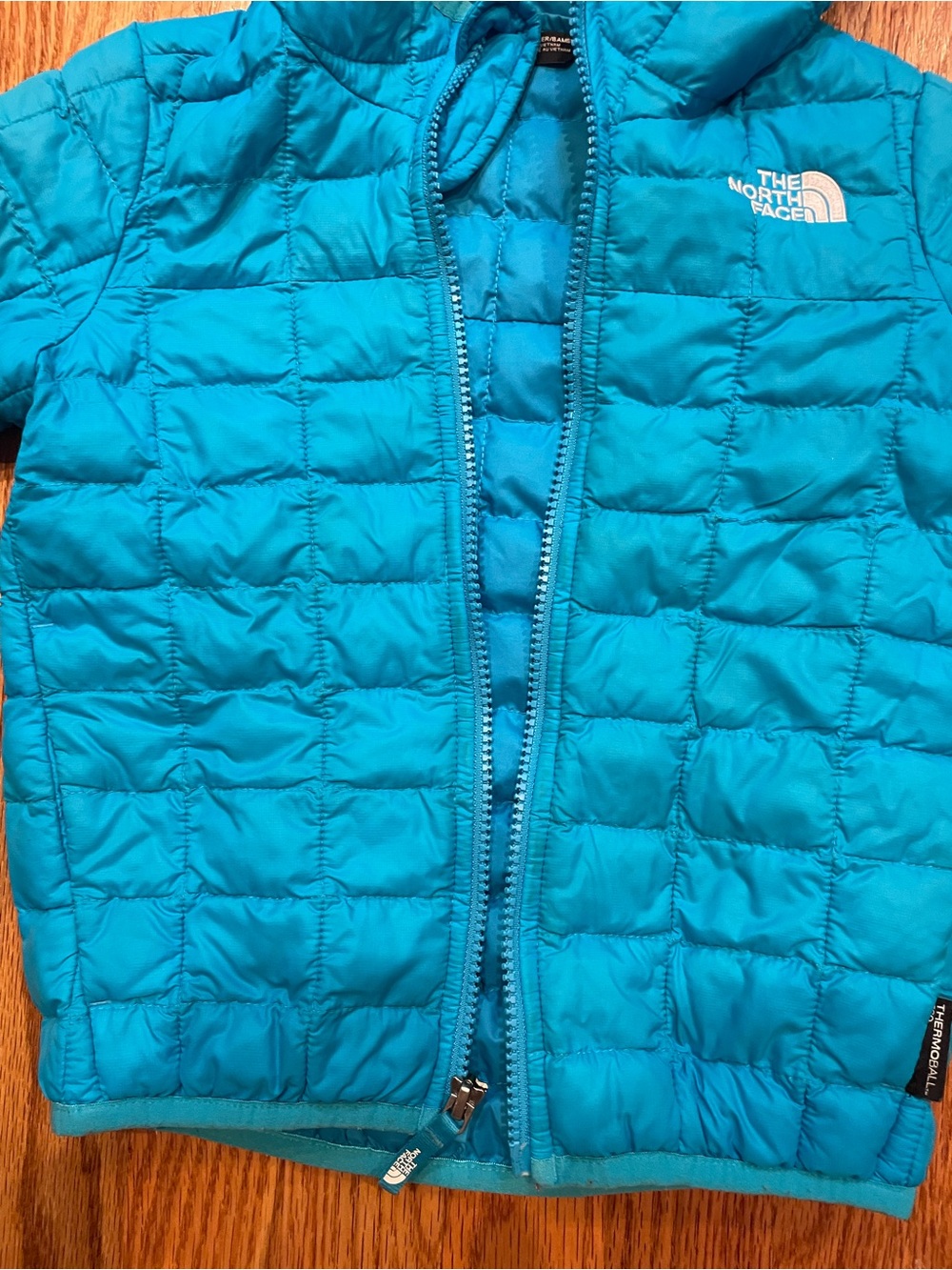 The North Face Kids Blue Hooded Puffer Jacket - Picture 3 of 9